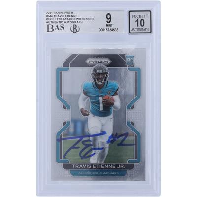 Travis Etienne Jacksonville Jaguars signierte 2021 Panini Prizm #344 Beckett Fanatics bezeugte authentifizierte 9/10 Rookie-Karte Image