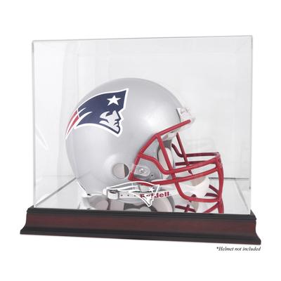 Vitrine mit Helmlogo der New England Patriots aus Mahagoni mit verspiegelter Rückseite Image