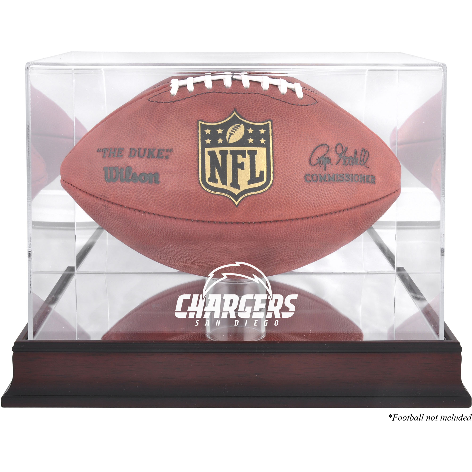 Vitrine mit Football-Logo der San Diego Chargers aus Mahagoni mit verspiegelter Rückseite Image