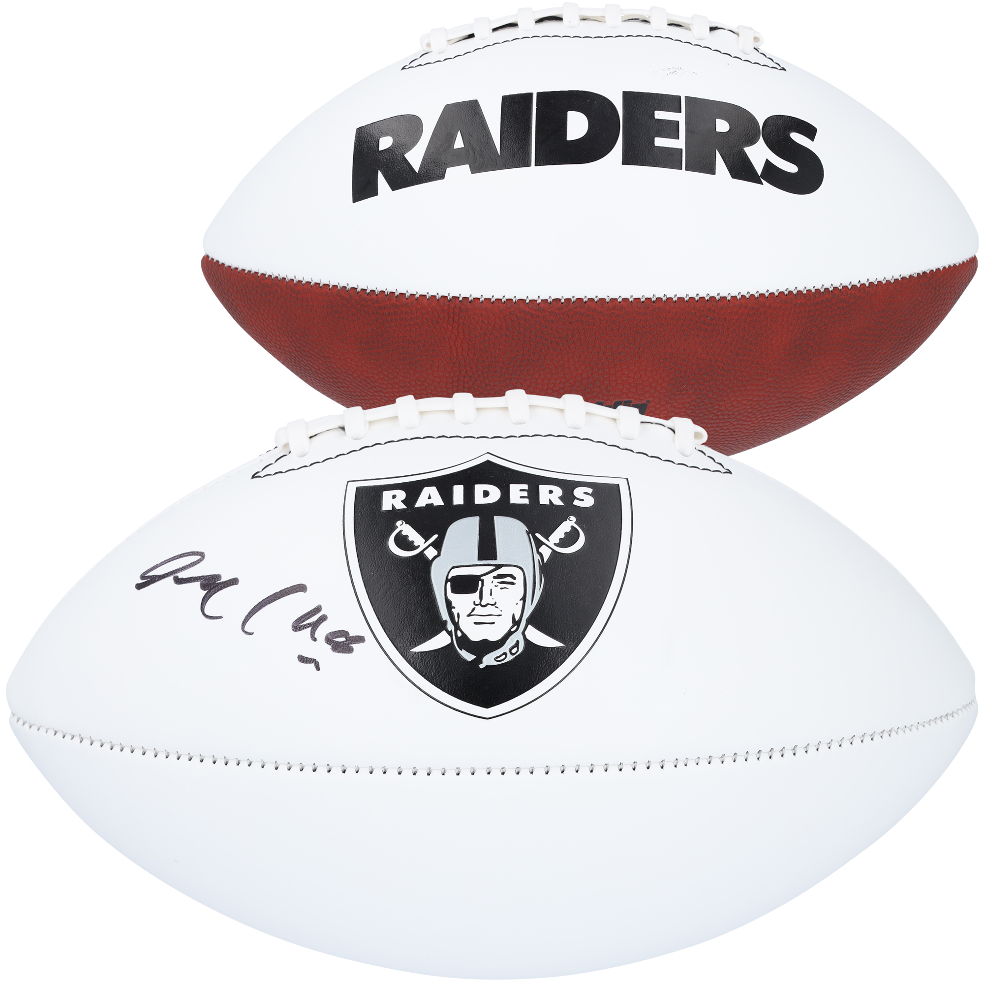Signierter Franklin White Panel Football von Maxx Crosby, Las Vegas Raiders Image