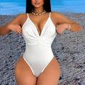 Summer Womens VNeck Pleated Backless Ruffled Sexy White Bodysuit