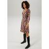 Jerseykleid ANISTON CASUAL, Damen, Gr. 48, N-Gr, bunt (schwarz, lila, braun, rosa, gelb, weiß), Single Jersey, Obermaterial: 95% Viskose, 5% Elasthan, Schlangenoptik, bedruckt, feminin, figurbetont kniefrei, V-Ausschnitt, 3/4-Ärmel, Kleider, mit...