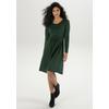 Jerseykleid ANISTON SELECTED, Damen, Gr. 48, N-Gr, grün (tannengrün), Single Jersey, Obermaterial: 95% Viskose, 5% Elasthan, unifarben, Basic, figurbetont knieumspielend, Rundhals, Langarm, Kleider, mit gerafftem Taillenbund; unifarben