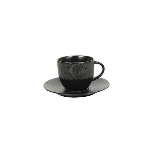 Teetasse und Untertasse Vésuvio schwarz 22 cl x6 - Rond Grès Table Passion