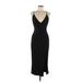 Fashion Nova Cocktail Dress - Midi Plunge Sleeveless: Black Dresses - Women's Size X-Small