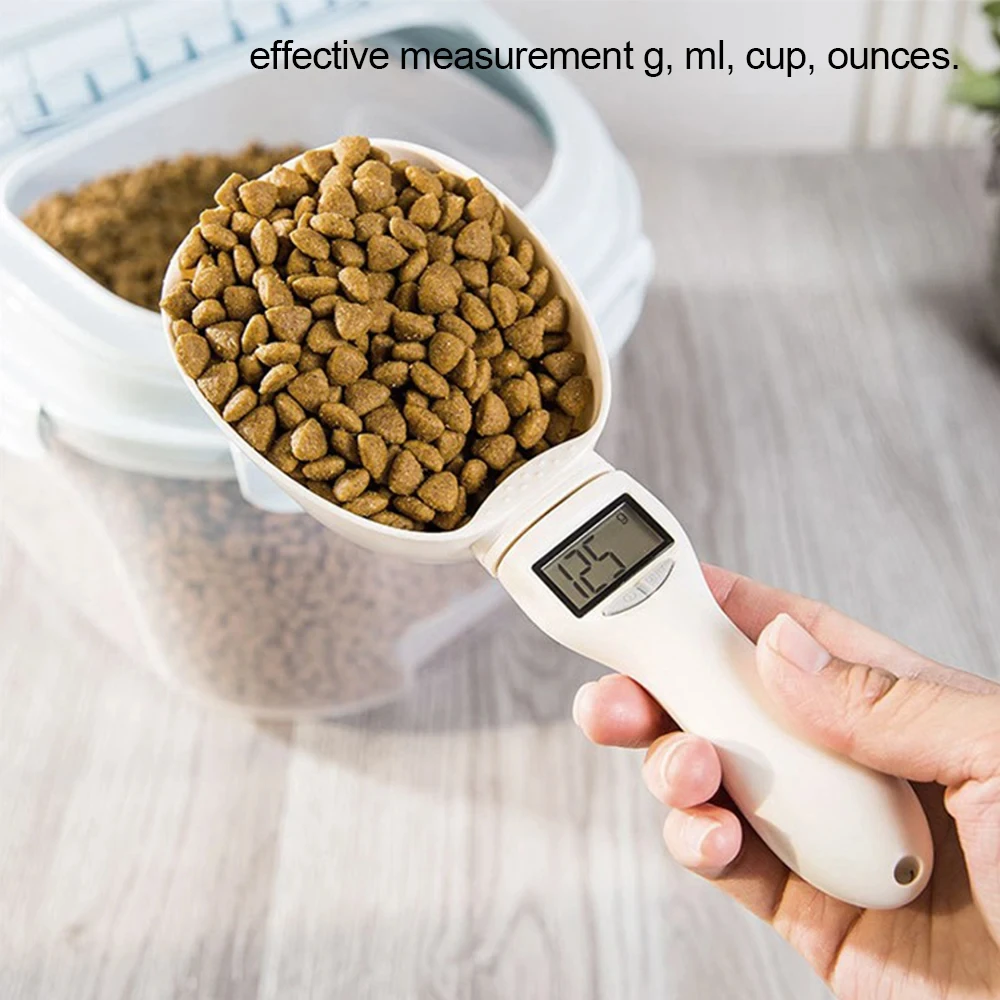 Cuillère à mesurer les aliments pour animaux de compagnie, tasse à mesurer électronique pour aliments pour chiens et chats, cuillère numérique, balance de cuisine avec affichage LED