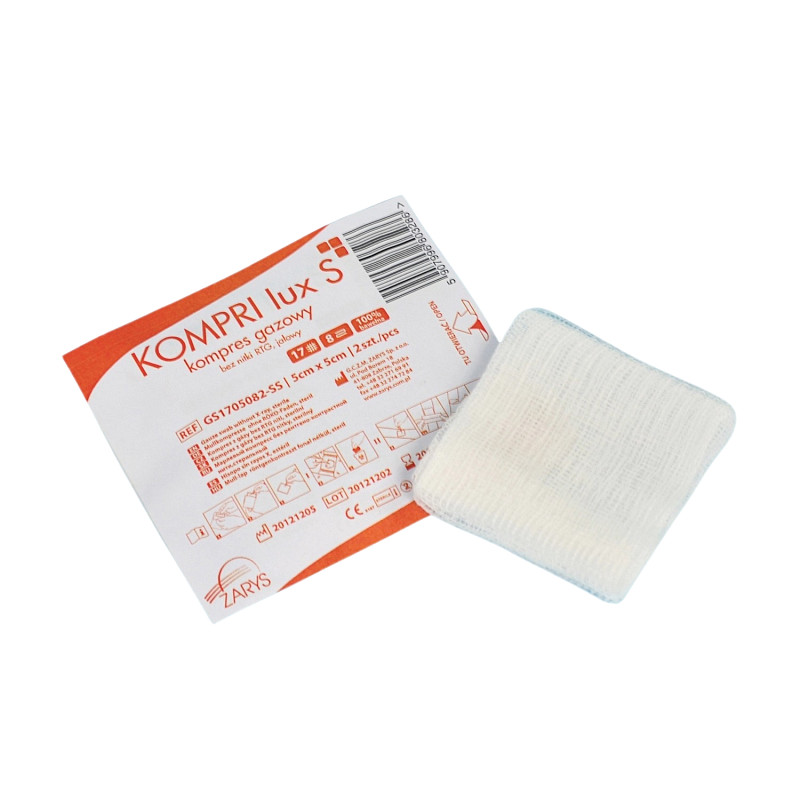 Compressa di garza sterile, piegata, in cotone con filo di bario - 10x20 cm - 12 strati - 10 pz.