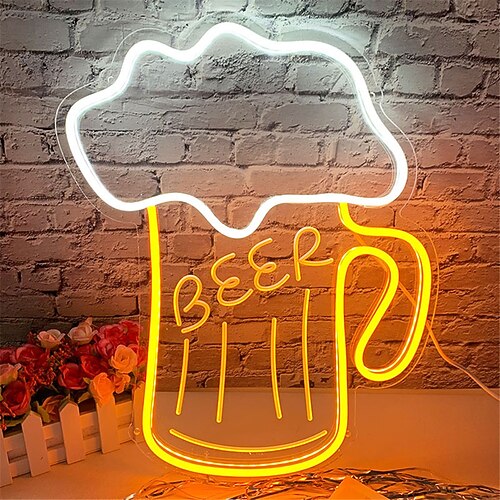 Oktoberfest Bier USB LED Neonlicht, LED Bierschild Bar Club Acryl Neonlicht Hotelbar Café Geburtstagsparty Jugendzimmer Wanddekoration Licht Logo 1Stk Image