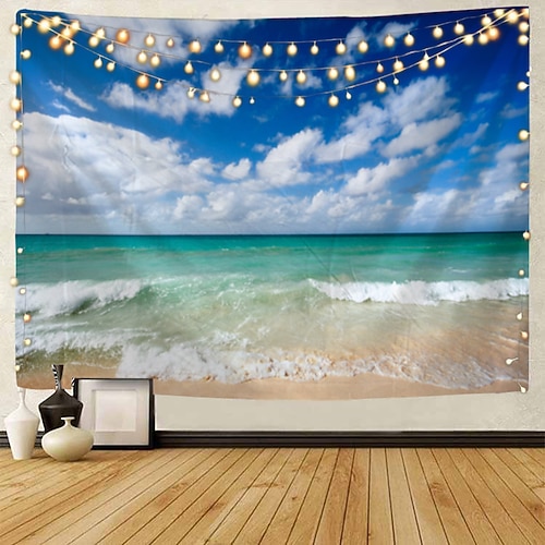 Wandteppich Kunst Dekor Decke Vorhang Picknick Tischdecke hängen zu Hause Schlafzimmer Wohnzimmer Wohnheim Landschaft Strand Meer Ozean Welle Sonnenaufgang Sonnenuntergang Wandtuch XXL Natur Image