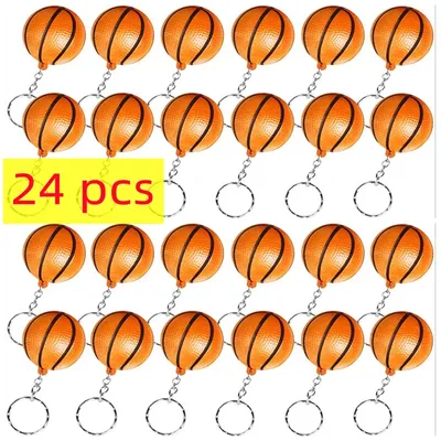 24 pcs Basketball Ball Keychains For Party Favors,Basketball Stress Ball,School Carnival
