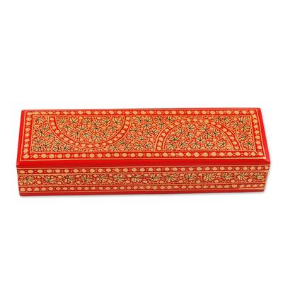 Kashmir Beauty,'Slender Wood and Papier Mache Decorative Box'