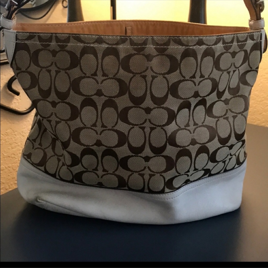 Coach Bags | Used 20% Discount, Coach Ladies Large Shoulder Handbag W/ Coach Logo 12x10x6 | Color: Brown/Tan | Size: Os