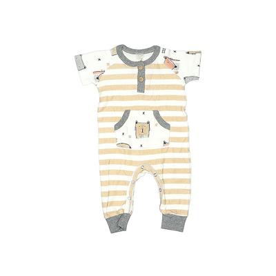 Tesa Babe Short Sleeve Onesie: Ivory Stripes Bottoms - Size 6-12 Month