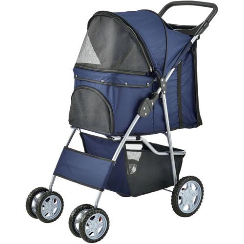 Pro.tec - Hundewagen Niceville mit Regenschutz und Tasche 73 x 46 x 100 cm Blau