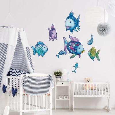 Wandtattoo Kinderzimmer Der Regenbogenfisch - Unterwasserparadies Sticker Set Größe HxB: 52cm x