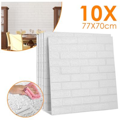 Vingo - 3D Tapete Wandverkleidung 10 tlg Selbstklebend - 77 x 70cm Steinoptik Ziegel Tapete Moderne Image