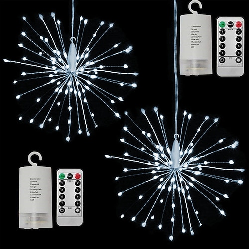 LED Feuerwerk Starburst Lichterketten Outdoor wasserdicht 120 LEDs DIY hängendes Feuerwerk Kupfer Fee Girlande Lichter Festival Party Urlaub Twinkle Light 2pcs 1pc Image