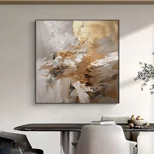 handgemachtes Ölgemälde auf Leinwand, Wandkunst, Dekoration, moderne Goldstruktur, abstrakt, für Zuhause, Tanzstudio, Dekor, gerollt, rahmenlos, ungedehntes Gemälde Image