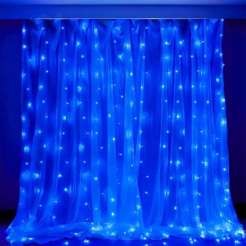 elegante Lichterkette für Hochzeitsempfänge und Partys im Freien, LED-Eiszapfenvorhang, Lichterkette 3 x 3 m, 300 LEDs für Hochzeit, Zuhause, Fenstervorhang, Party, Weihnachtsbaum, Garten, Terrasse Image