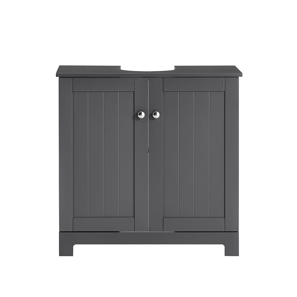 Meuble sous lavabo à 2 étages et 2 portes effet bois gris foncé