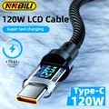NNBILI 6A 120W USB A A Type C Led Display digitale cavo dati in Nylon ricarica rapida per iPhone 15 Xiaomi HUAWEI Macbook iPad