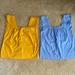 J. Crew Tops | J. Crew Set Of 2 Summer Tops Size 2 Xs Yellow-Orange Blue Stretch Cotton Pom Pom | Color: Blue/Yellow | Size: 2