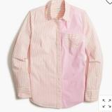 J. Crew Tops | J. Crew Wome’s Pink Yellow Striped Button Up Long Sleeve Collared Shirt Sz M | Color: Pink/Yellow | Size: M