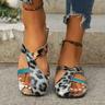 Women's Flat Slippers Color Block Slides Lightweight Slip On Closed Toe Seaside Slides Half Beach Slides Leopard Green