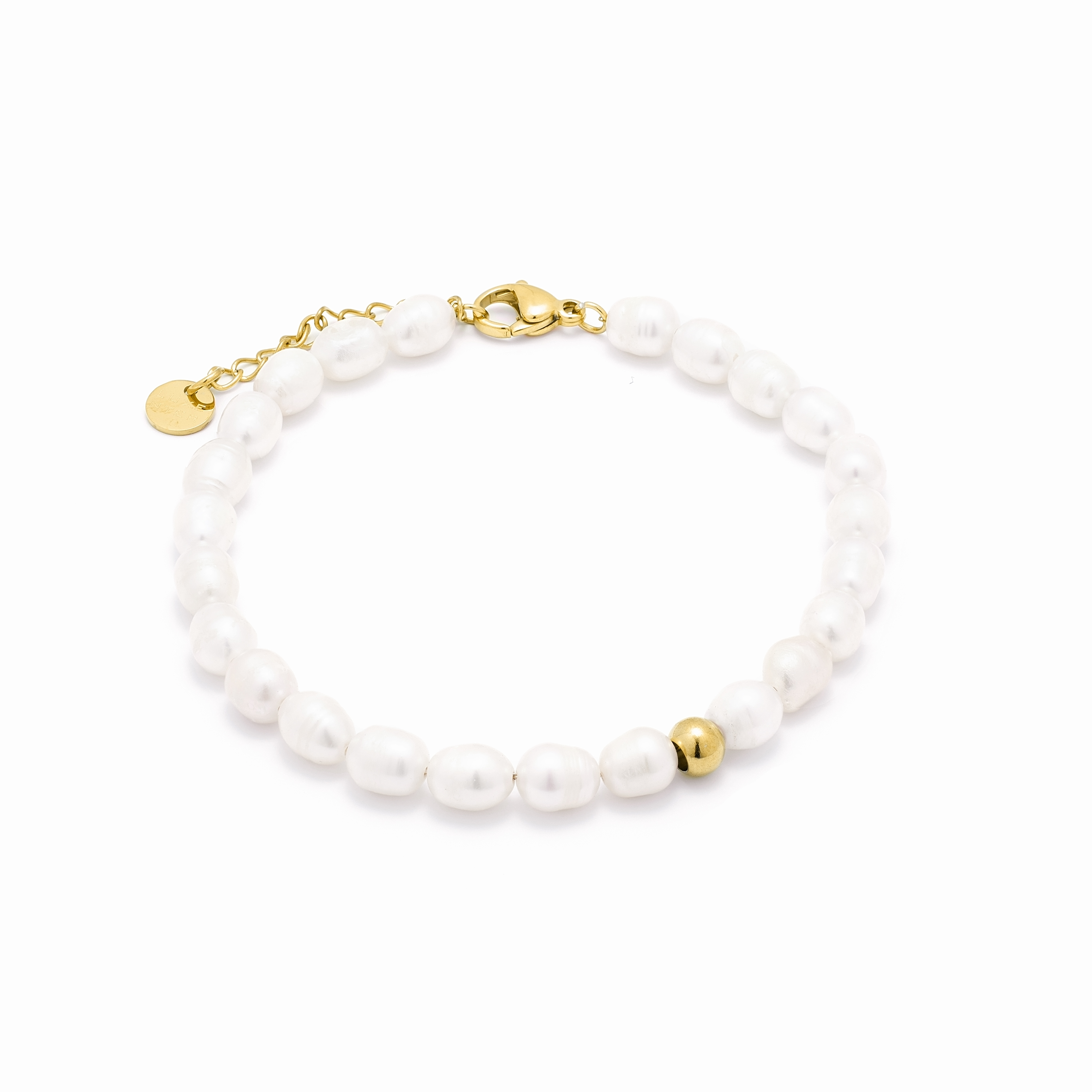 Luxenter Weißes Perlenarmband aus 18K Gelbgold - Unwe Image
