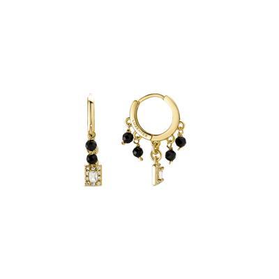 Luxenter Schwarzer Achat Ohrringe aus 18K Gelbgold - Ordzun Image