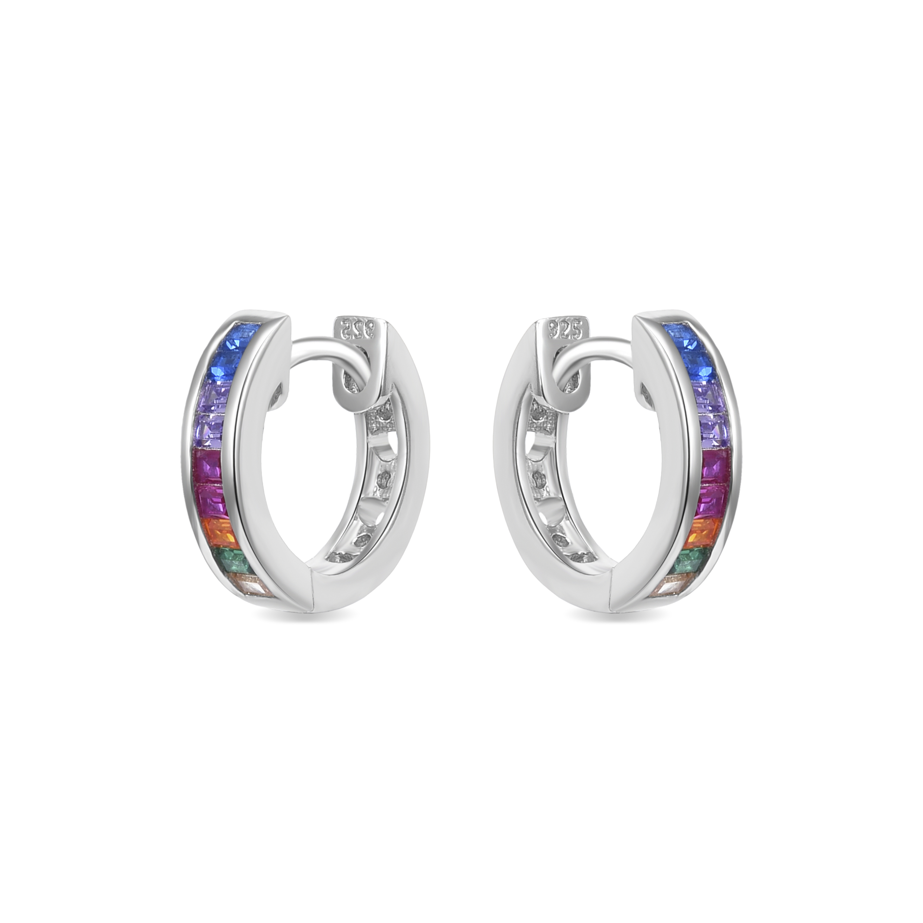 Luxenter Sterling Silber 925 Ohrringe mit mehrfarbigen rhodinierten Zirkonia - Tuhato Image