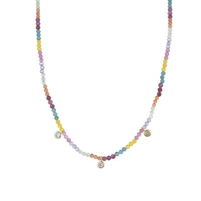 Luxenter Halskette aus 925er Sterlingsilber mit mehrfarbigen Zirkonen in 18K Gelbgold - Ruane Image