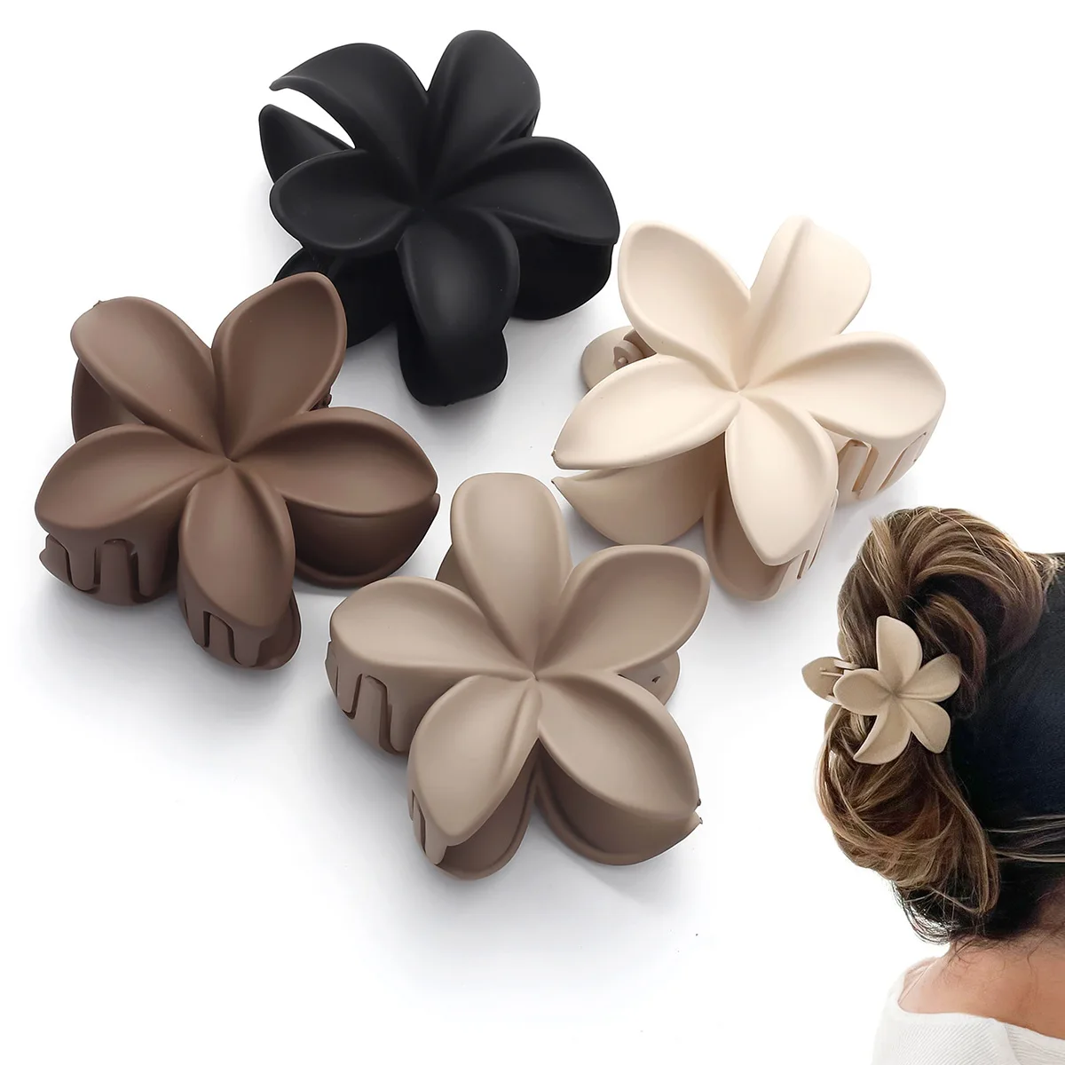 Fermagli per artigli a fiore grande per le donne Morsetti per capelli per artigli per capelli alla moda Forcine per capelli opache per ragazze Accessori per capelli Barrette per copricapo dolce