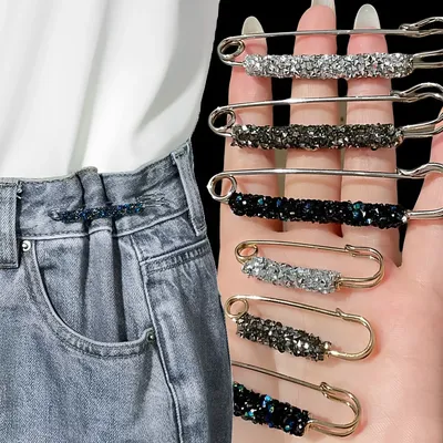 2Pcs Women's Brooch Tighten Waist Brooches for Women Skirt Pants Jeans Adjustable Waist Clip Crystal