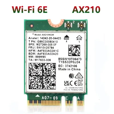 WiFi 6E Bluetooth 5.3 AX210 M.2 Wireless Card 5374Mbps 2.4Ghz 5Ghz 6Ghz 802.11ax Wifi Adapter For