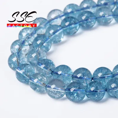 AAAAA Natural Quartz Blue Topazs Beads Blue Crystal Beads Natural Stone Beads For Jewelry Making Diy