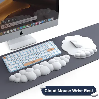 Ergonomic Cloud Mouse Wrist Rest Soft Leather Memory Foam Wrist Support Cushion for Easy Typing Pain