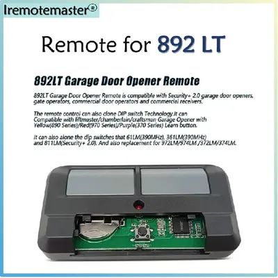 Transmitter for LIFTMASTER 892LT 811LM Garage Door Opener Remote Control Two-Button Security+ 2.0 Cloning Duplicator