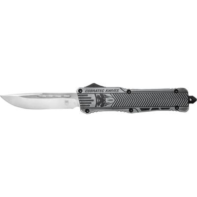 Cobratec Knives CTK-1 Medium OTF Automatic Folding Knives 3 in Carbon Steel Dagger Not Serrated Stonewash Handle MSWCTK1MDAGNS