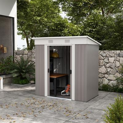 Metal Lean to Garden Shed, Outdoor Storage Shed, Garden Tool Hous