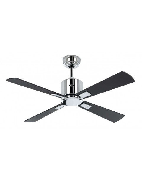 CasaFan ECO NEO III Deckenventilator 103 cm 948101 W mit WIFI-Motor in hellem Chrom / Wendeflügeln in Schwarz und Teakholz Image