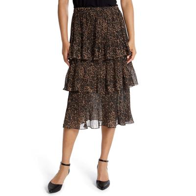 Masseys Tiered Chiffon Skirt (Size XL) Leopard, Polyester