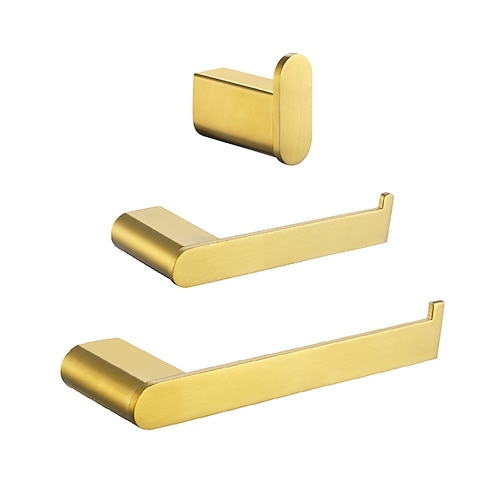 Badezimmer-Hardware-Zubehörset – Handtuchhalter, Toilettenpapierhalter, Kleiderhaken, Edelstahl, kohlenstoffarmer Stahl, Metall, Wandmontage Image