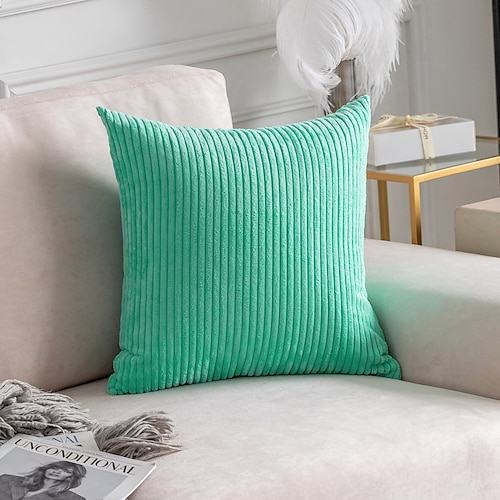 nordischer einfarbiger Cord-Kissenbezug fürs Büro, weiches Kissen ohne Kern, Heim-Wohnzimmer-Sofa-Dekor, grün, orange, rosa, blau Image