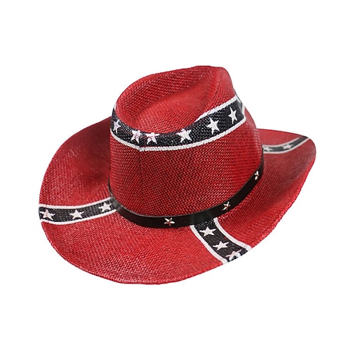 Herren Kentucky Derby Hut Cowboyhut Schwarz Gelb Polyester Druck Stilvoll Reise Western-Cowboy Outdoor Urlaub Flagge Atmungsaktiv Image