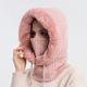 berretto di pelliccia invernale di alta qualità set maschera con cappuccio per le donne collo in cashmere lavorato a maglia caldo cappello da sci all'aperto cappello spesso peluche soffici berretti