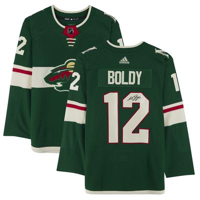 Matthew Boldy – Grünes, signiertes authentisches Adidas-Trikot der Minnesota Wild Image
