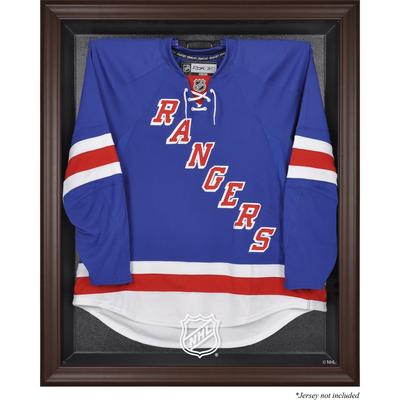 Vitrine mit NHL-Schild und braunem Trikot Image