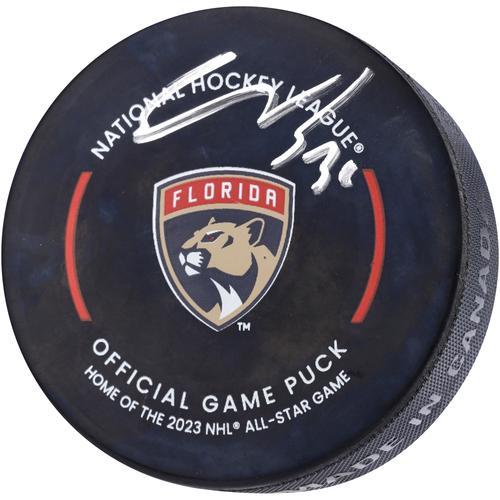 Spencer Knight Florida Panthers Autogramm-Puck, offizieller Spielpuck