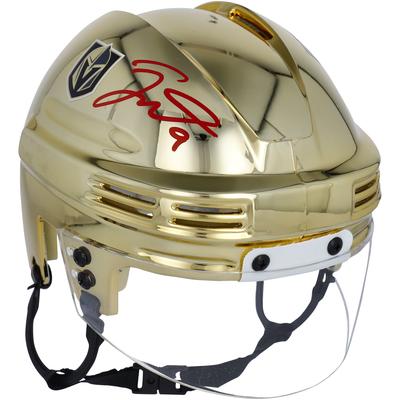 Jack Eichel Vegas Golden Knights signierter Minihelm aus goldfarbenem Chrom Image
